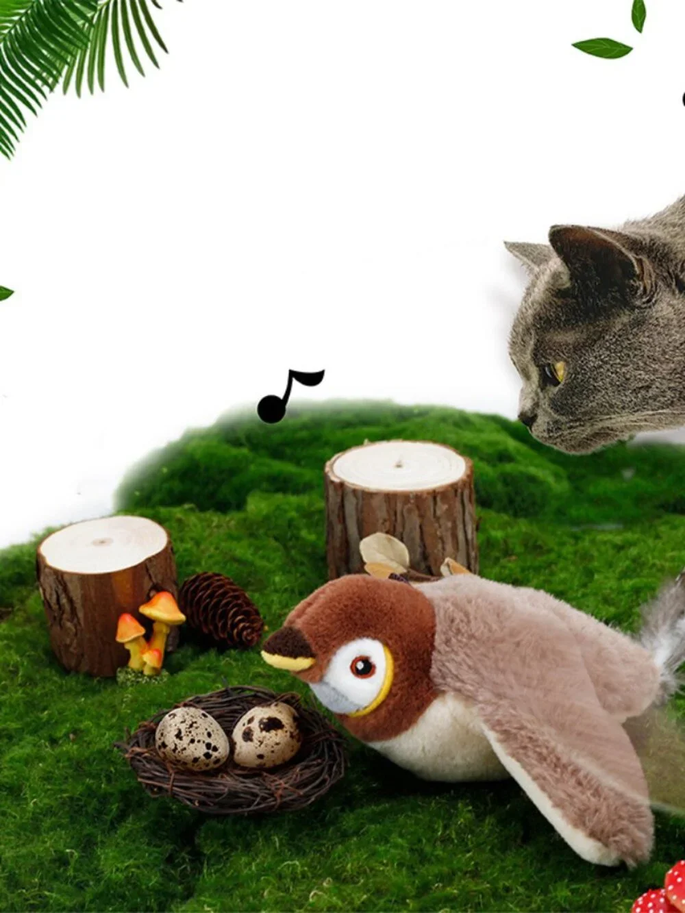 Chirping Toys Touch Activated Flapping Wings Sparrow Interactive Smart Cat Toys